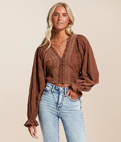 Embroidered Ruffle Top
