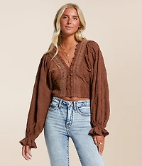 Embroidered Ruffle Top
