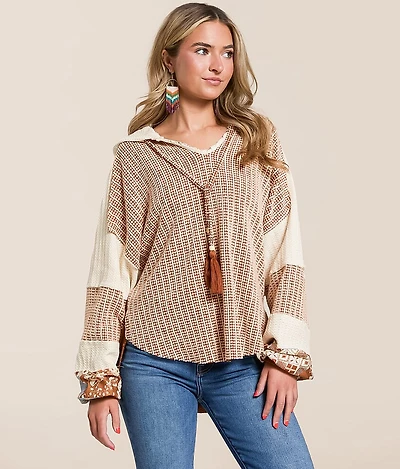 Pieced Crochet Hoodie