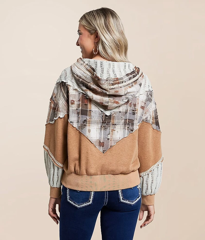 Pieced Plaid Hoodie