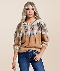 Pieced Plaid Hoodie