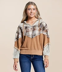 Pieced Plaid Hoodie