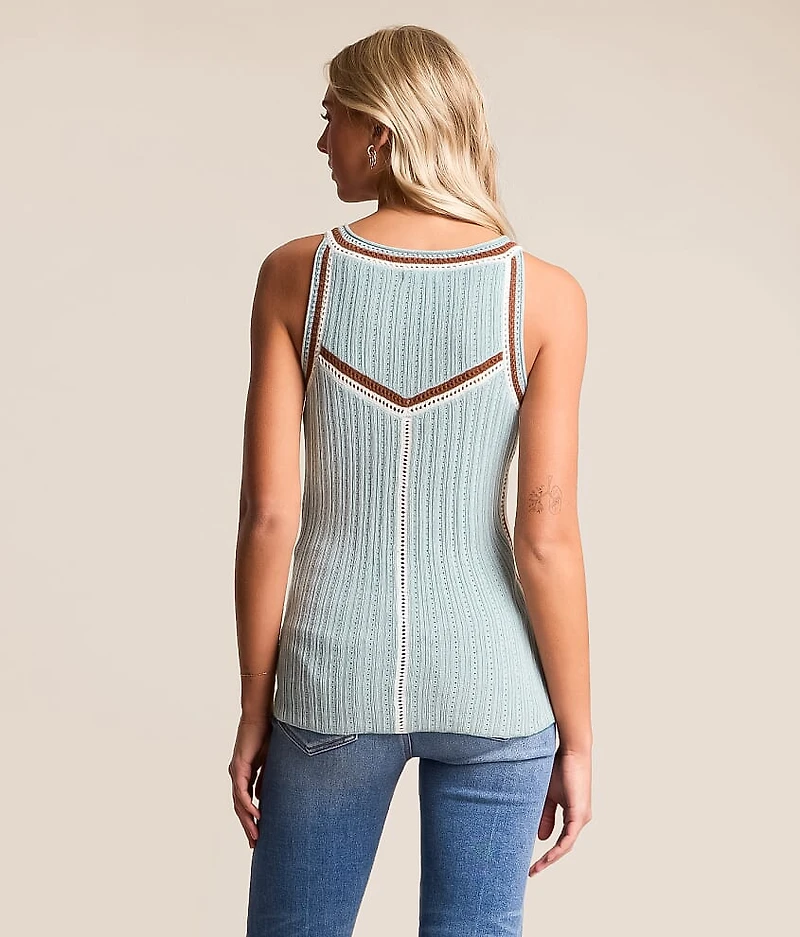 Ribbed Pointelle Sweater Tank Top