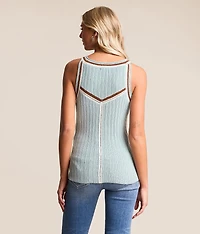 Ribbed Pointelle Sweater Tank Top