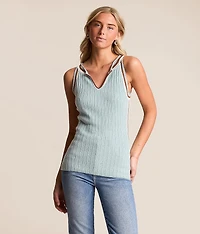 Ribbed Pointelle Sweater Tank Top