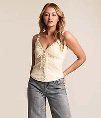 Crochet Lace-Up Tank Top