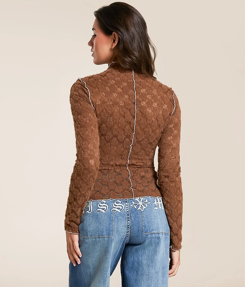 Exposed Seam Lace Top