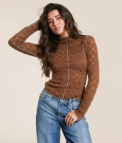 Exposed Seam Lace Top