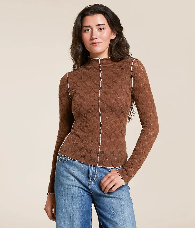 Exposed Seam Lace Top
