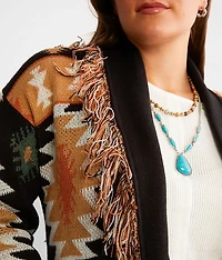 Southwestern Fringe Cardigan Sweater