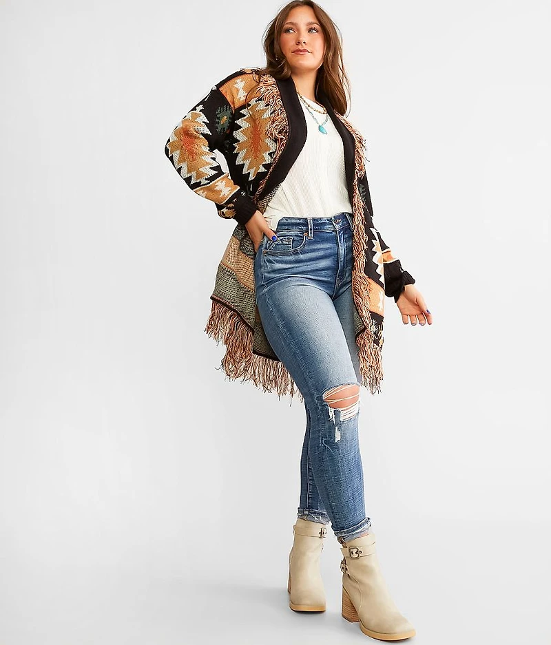 Southwestern Fringe Cardigan Sweater