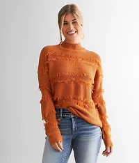 Fringe Mock Neck Sweater