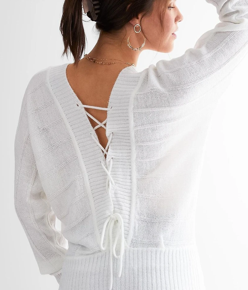 Back Lace-Up Sweater
