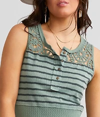 Henley Crochet Tank Top
