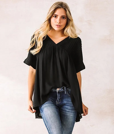 Pintucked Babydoll Top