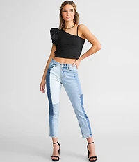Ruffled One Shoulder Cropped Tank Top
