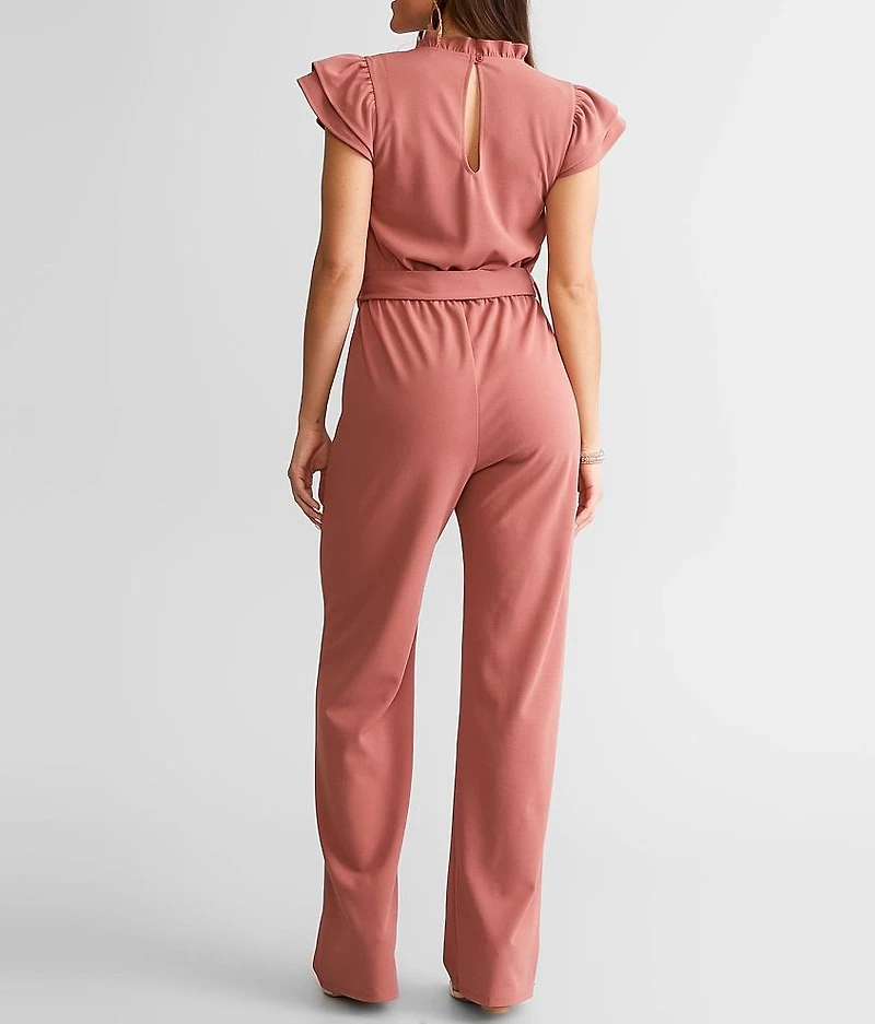 Ruffled Split Neck Jumpsuit