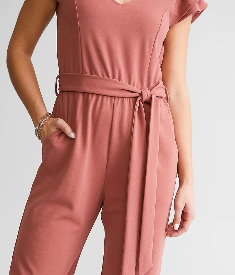 Ruffled Split Neck Jumpsuit