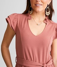 Ruffled Split Neck Jumpsuit
