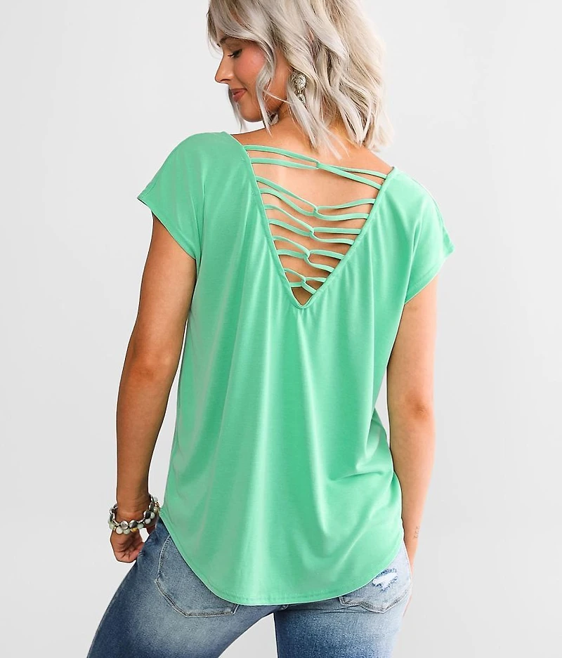 Strappy Double V-Neck Top