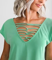 Strappy Double V-Neck Top