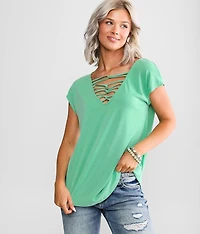 Strappy Double V-Neck Top