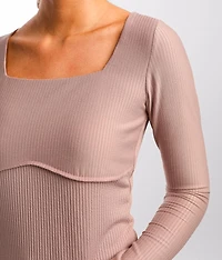 Ribbed Square Neck Top