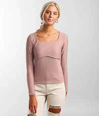 Ribbed Square Neck Top