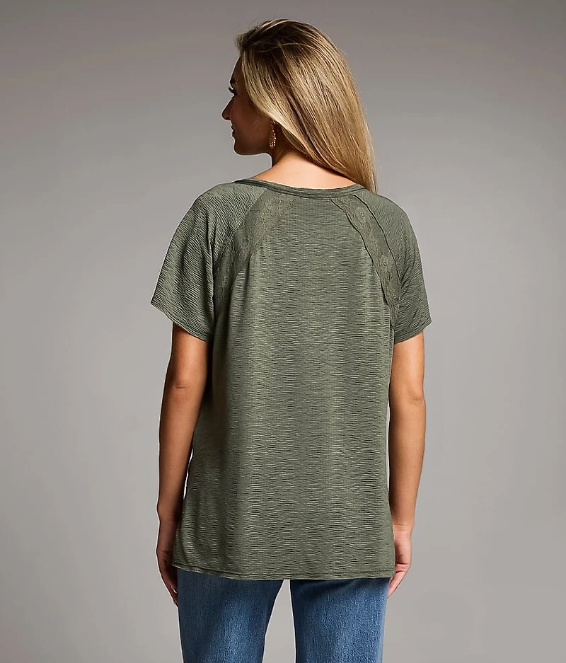 Notch Neck Ruffle Top