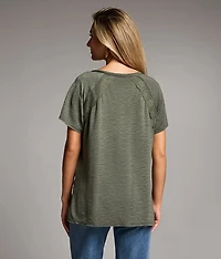 Notch Neck Ruffle Top