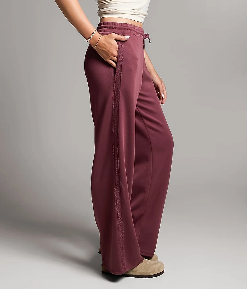 Lace Trim Wide Leg Pant