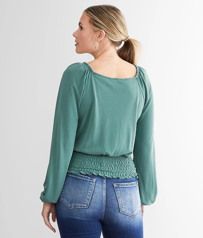 Smocked Surplice Top
