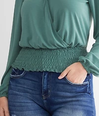 Smocked Surplice Top