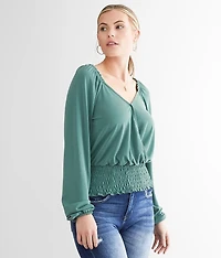 Smocked Surplice Top