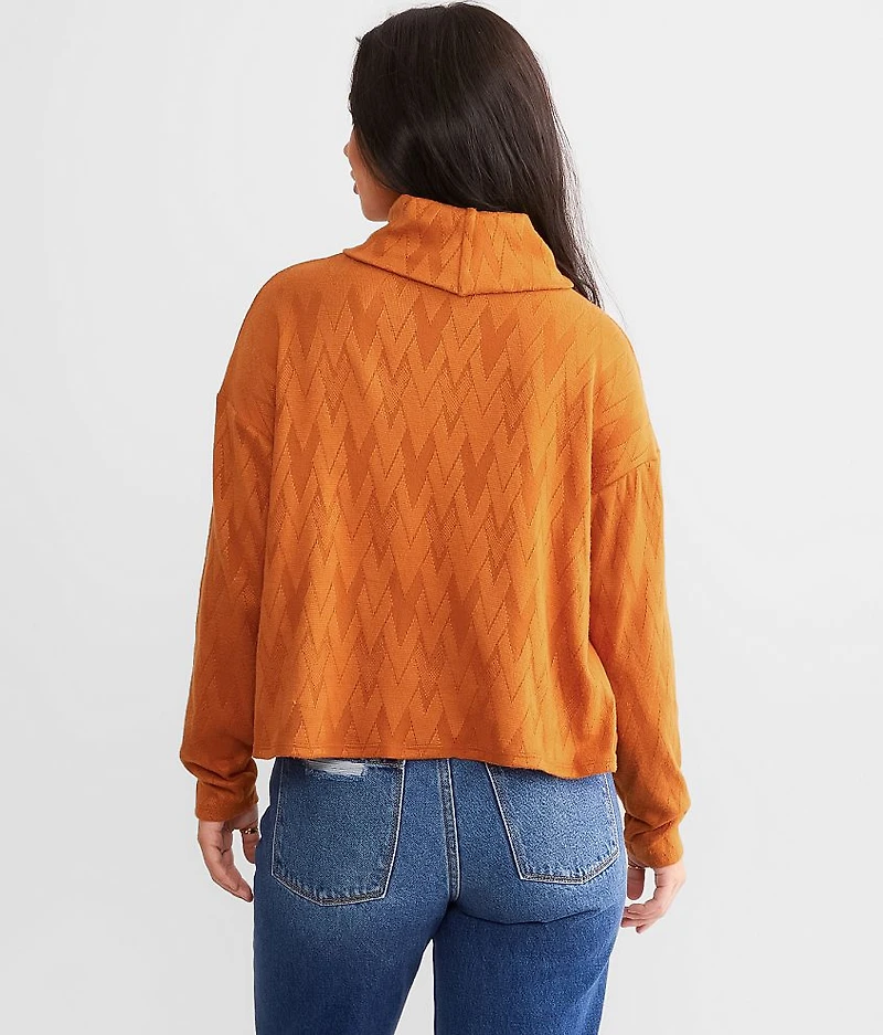 Turtleneck Chevron Top