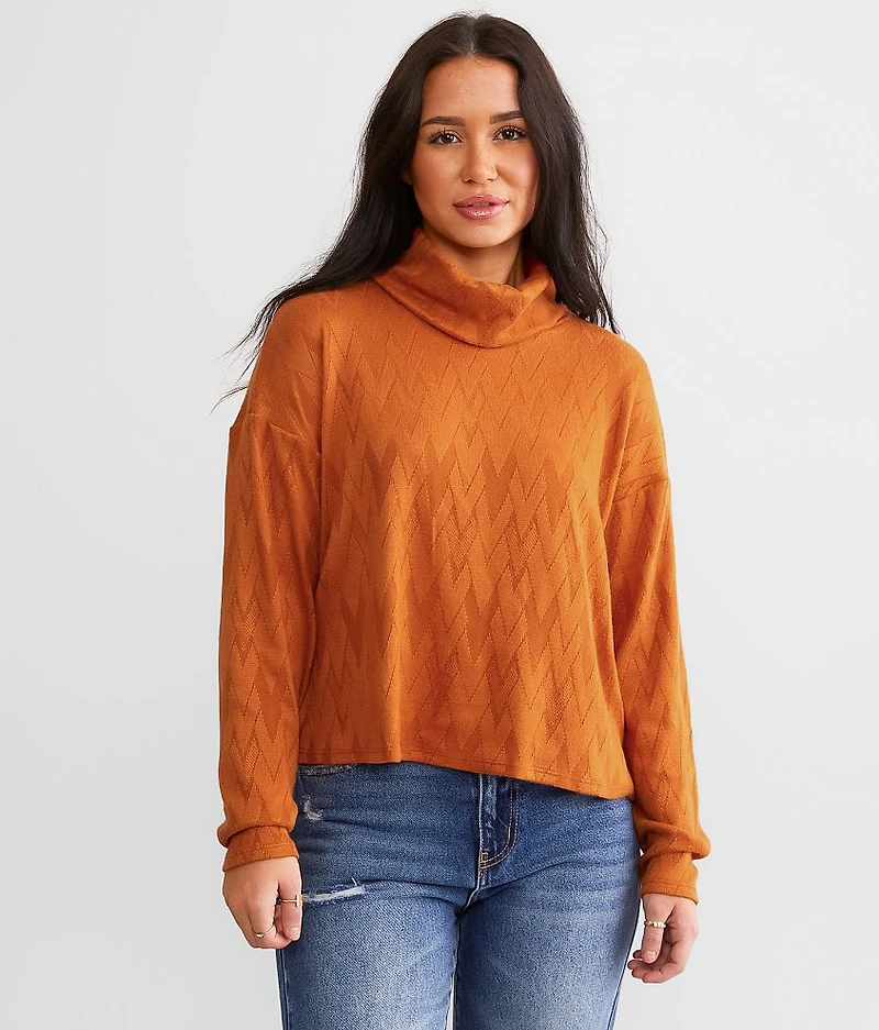 Turtleneck Chevron Top