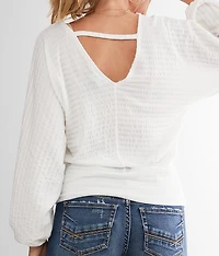 Textured Surplice Top