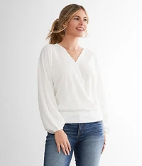 Textured Surplice Top