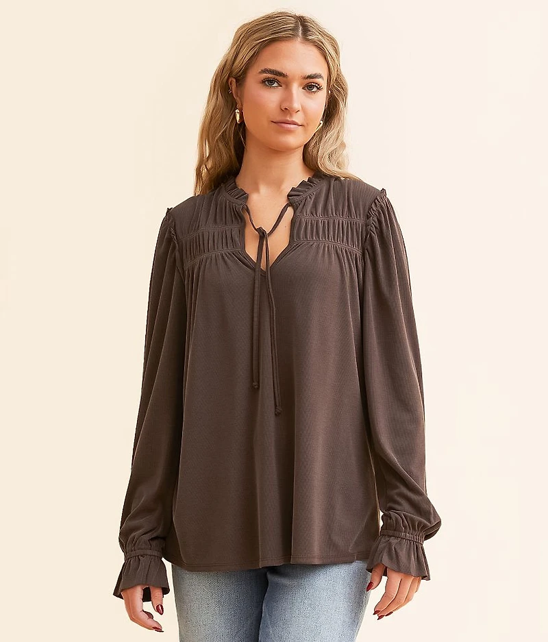 Ruffle Front Tie Top