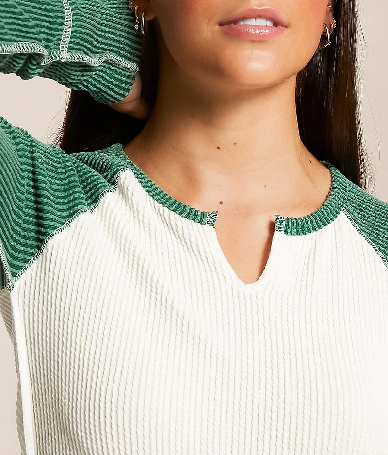 Notch Neck Raglan Top
