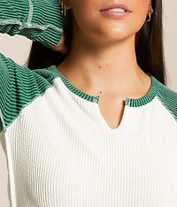 Notch Neck Raglan Top