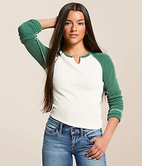 Notch Neck Raglan Top