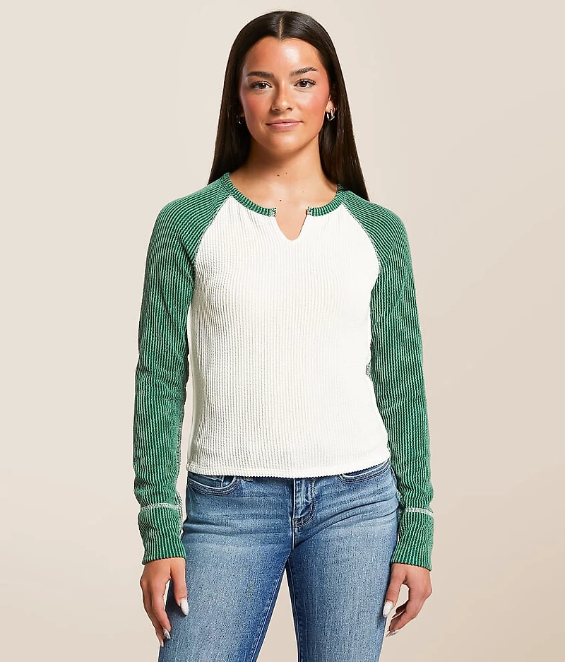 Notch Neck Raglan Top