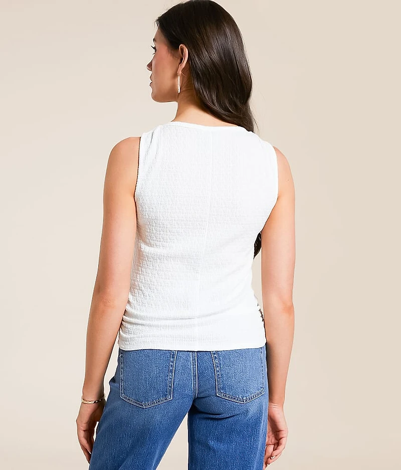 Textured High Neck Tank Top