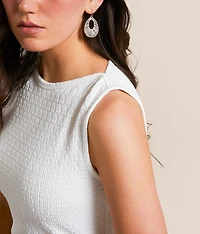 Textured High Neck Tank Top