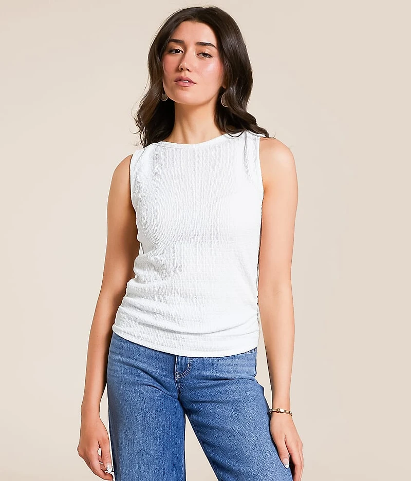 Textured High Neck Tank Top