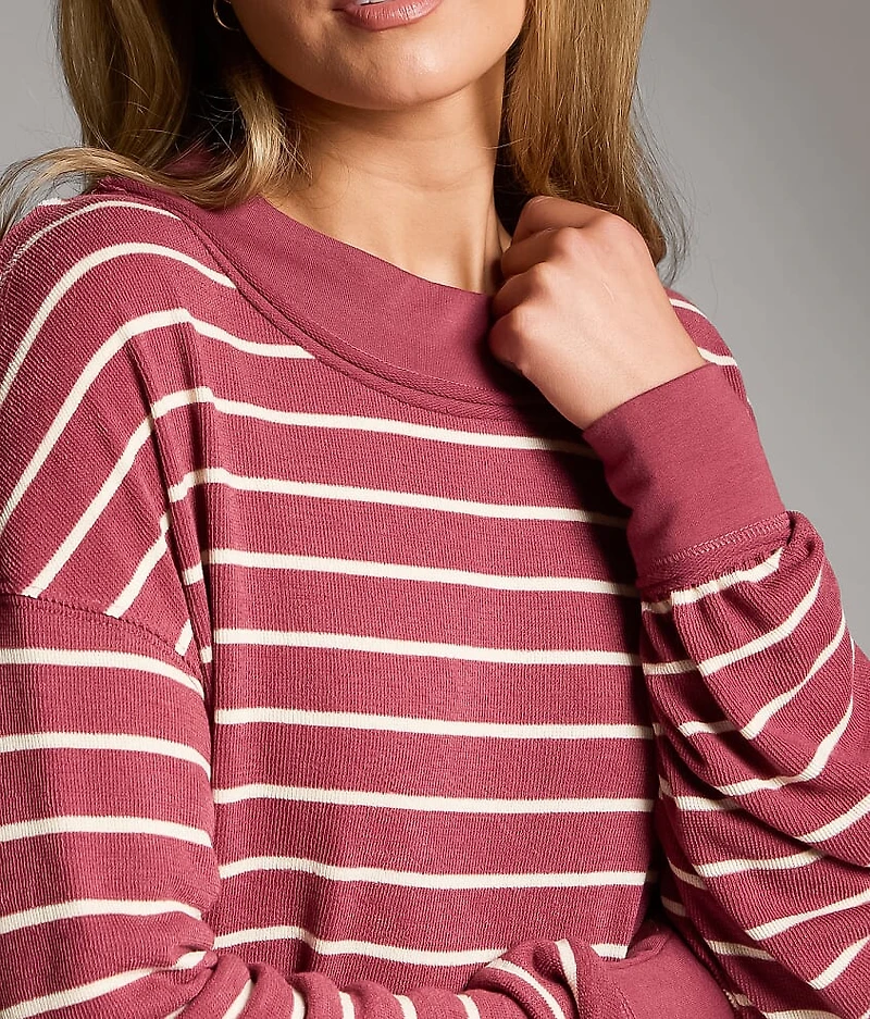 Striped Terry Cloth Pullover