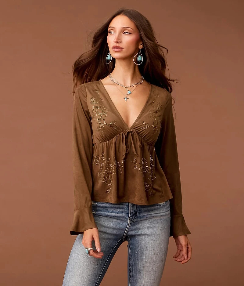 Rhinestone Peplum Top