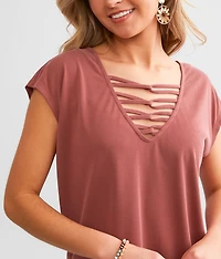 Strappy Double V-Neck Top