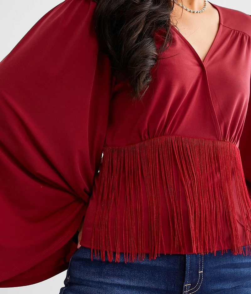 Surplice Fringe Top